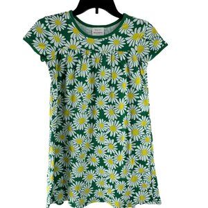 Hanna Andersson Girls Daisy Print Green & Yellow Cotton Dress Size 10/140